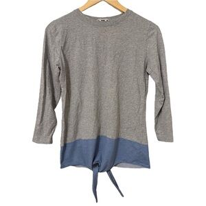 4/$25 BASIC Teen Girls Tie Hem 3/4 Sleeve T-Shirt Sz 20 Gray Blue Lightweight